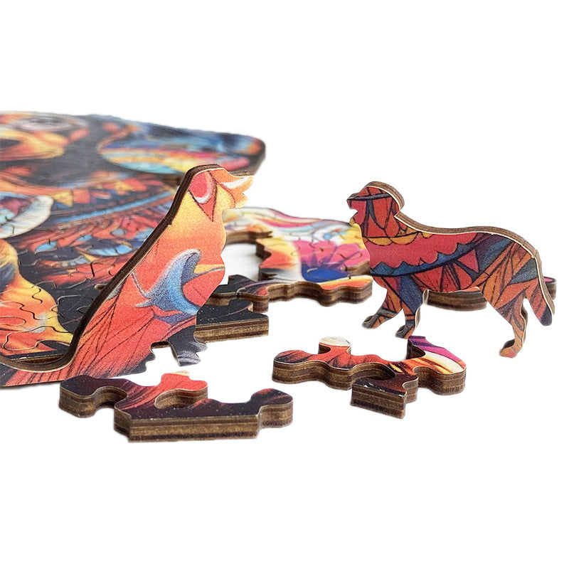 Motorcycle Santa Claus Wooden Jigsaw Puzzle