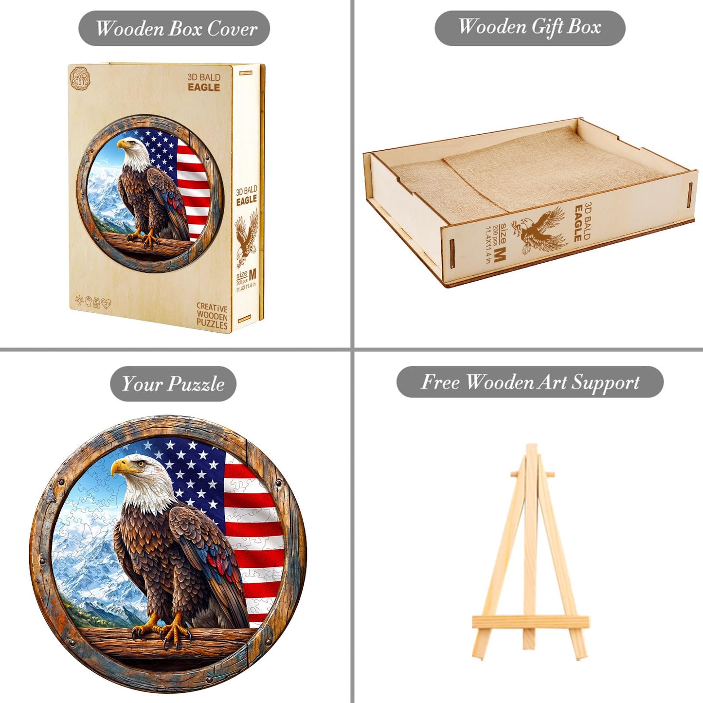 3D Bald Eagle Wooden Jigsaw Puzzle